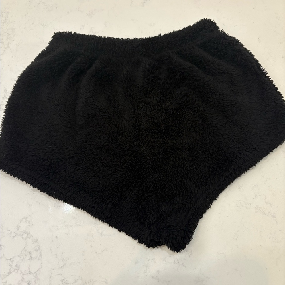 Cozy Black Fuzzy Shorts